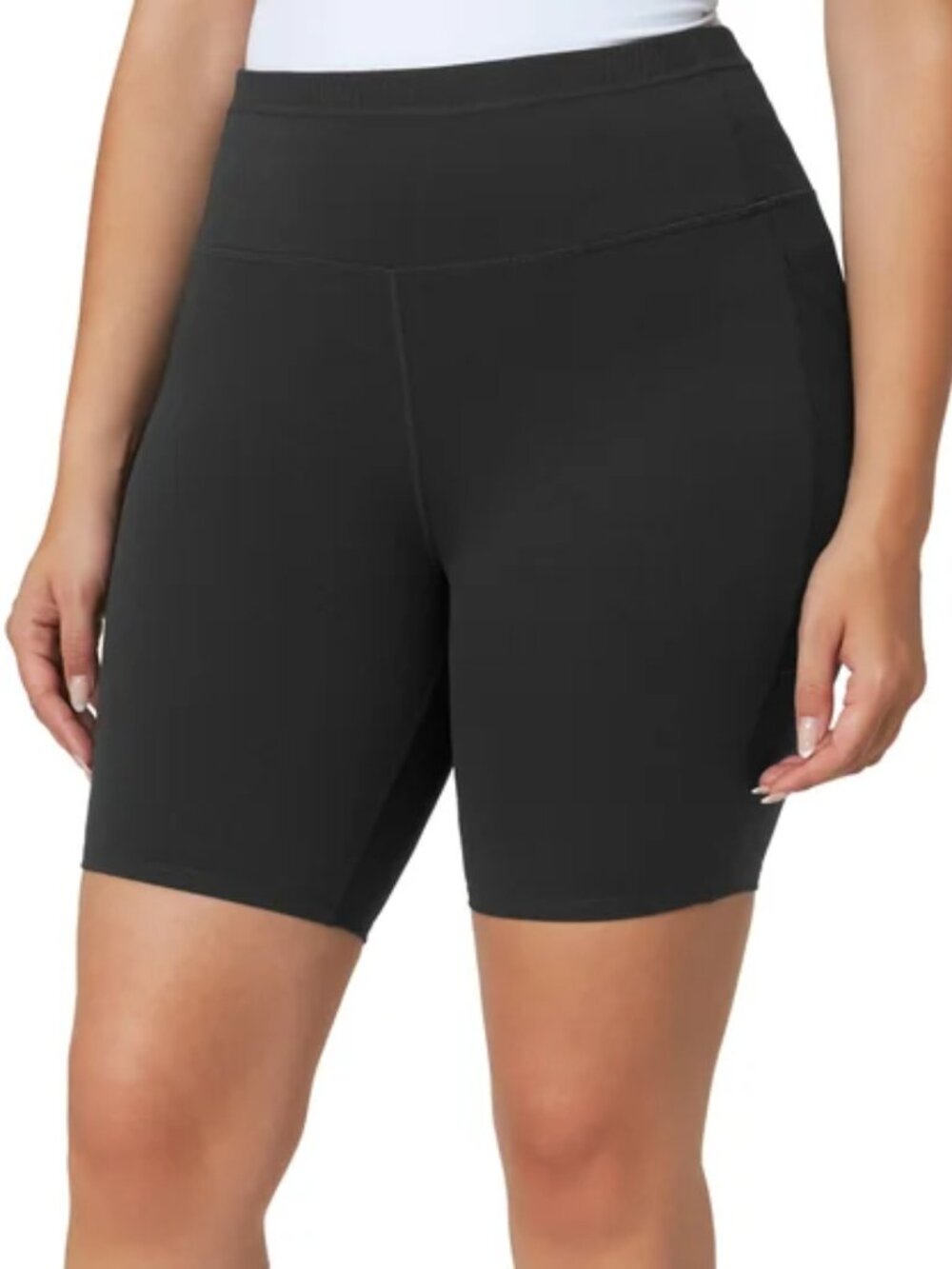 Women’s Athletic /Bike Shorts Black L 8” Inseam 4 Way Stretch Pocket